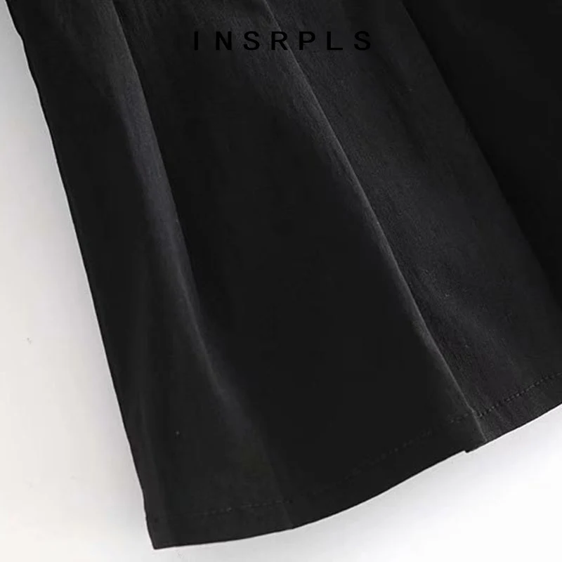 

INSRPLS Women Chic Fashion Ruffled Black Mini Dress Vintage Long Sleeve Side Zipper Female Dresses Vestidos Mujer