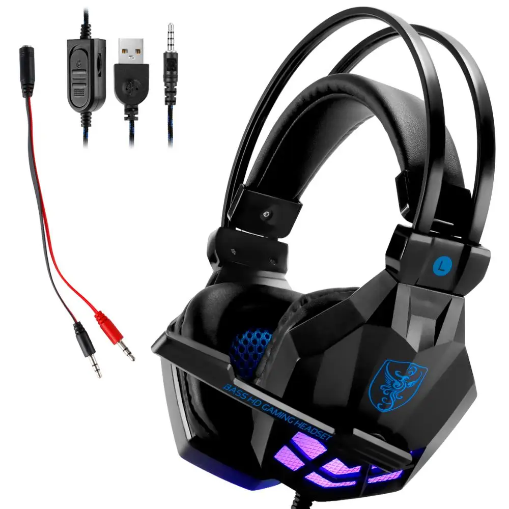 Led 3 5 мм наушники игровая гарнитура с микрофоном для геймеров ПК PS4 игры Стерео