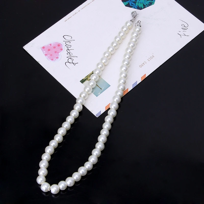 

Elegant Ivory White Glass Imitation Freshwater Pearl Necklaces For Women Jewerly