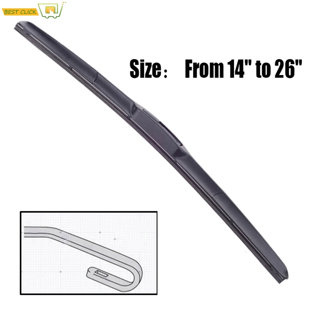 

Misima 14" 16" 17" 18" 19" 20" 21" 22" 24" 26" Hybrid 3-Section Front Windshield Windscreen Wiper Blade For U Hook U-type Arm