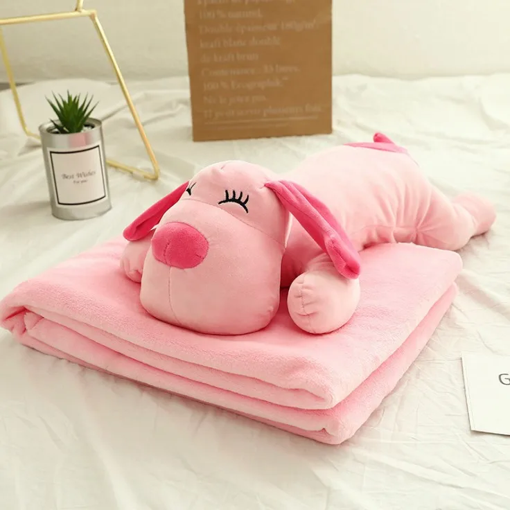 Puppy Pink Одеяло 100x160 см с мультяшными животными, фланелевое одеяло с подушкой, покрывало на диван, кровать для путешествий, Флисовое одеяло Manta - Цвет: Puppy Pink