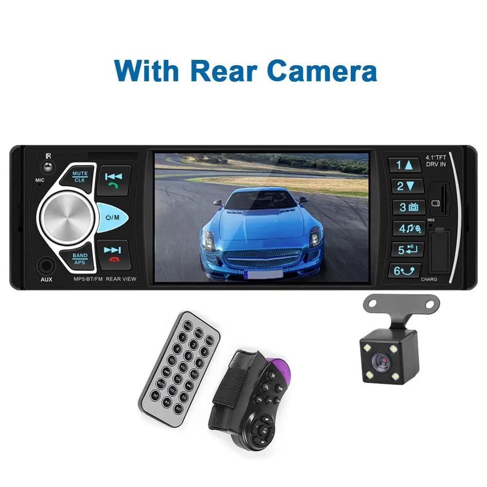 With Rear Camera 4022D-B 1 Din 4,1 ''автомобильный Радио Аудио стерео MP3 Авто Аудио плеер Bluetooth Авто Радио USB FM стерео Поддержка камеры заднего вида - Цвет: With Rear Camera