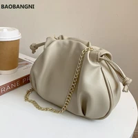 cloud dumpling bags for women chain fashion crossbody bags pu leather solid handbags purse