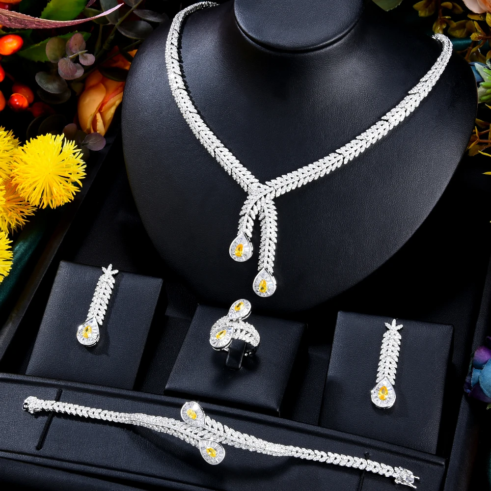 "GODKI 4 шт роскошный Африканский набор украшений для женщин свадебный набор украшений для подружек невесты 2020 ожерелье серьги браслет кольцо ..."