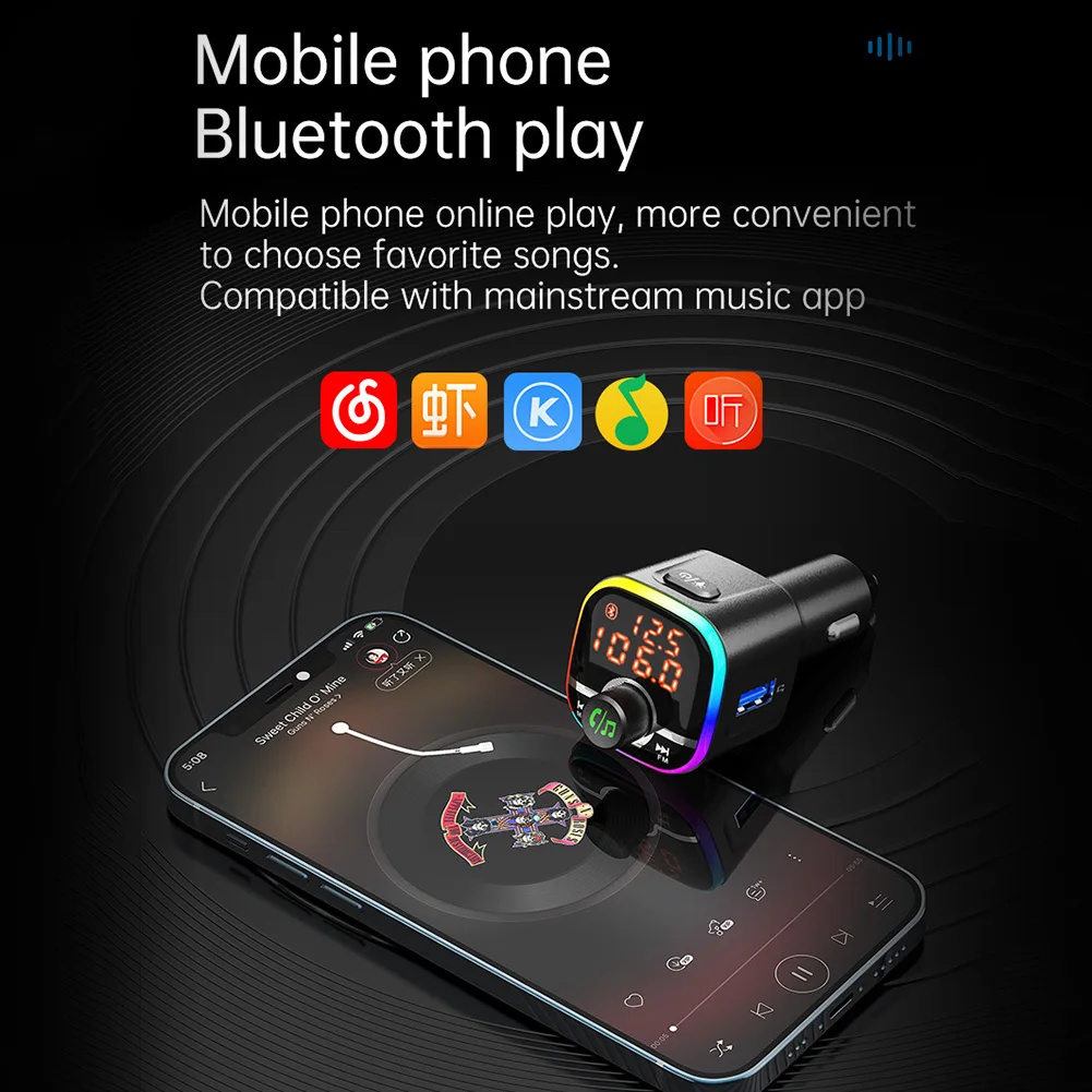 Автомобильное зарядное устройство USB беспроводной FM трансмиттер QC3.0 PD mp3 плеер