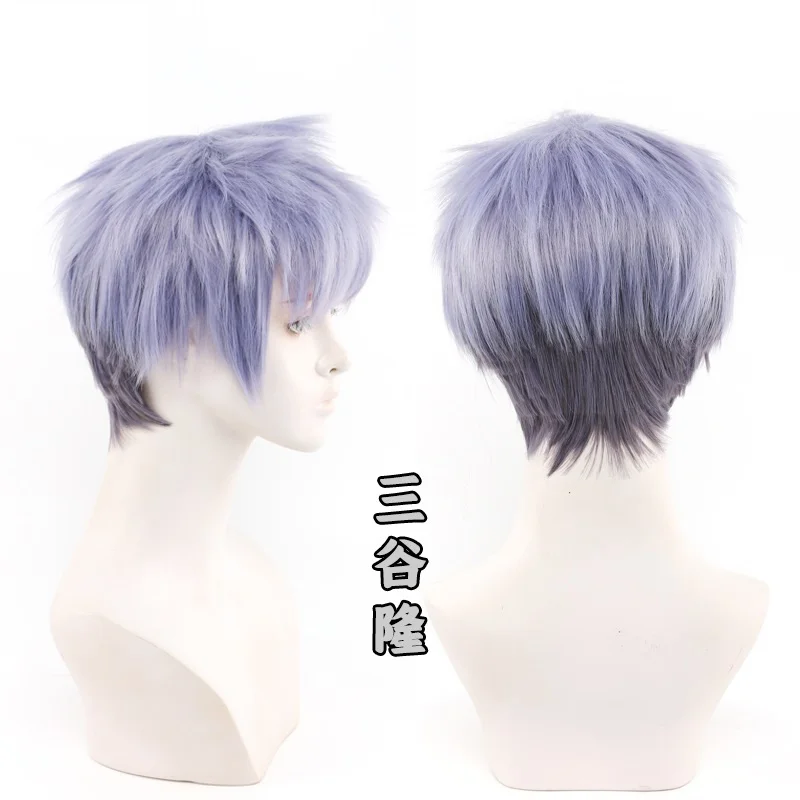 

Anime Tokyo Revengers Takashi Mitsuya Cosplay Wig Short Blue Purple Wig Synthetic Fiber Hair Wig Party Role Play Adults