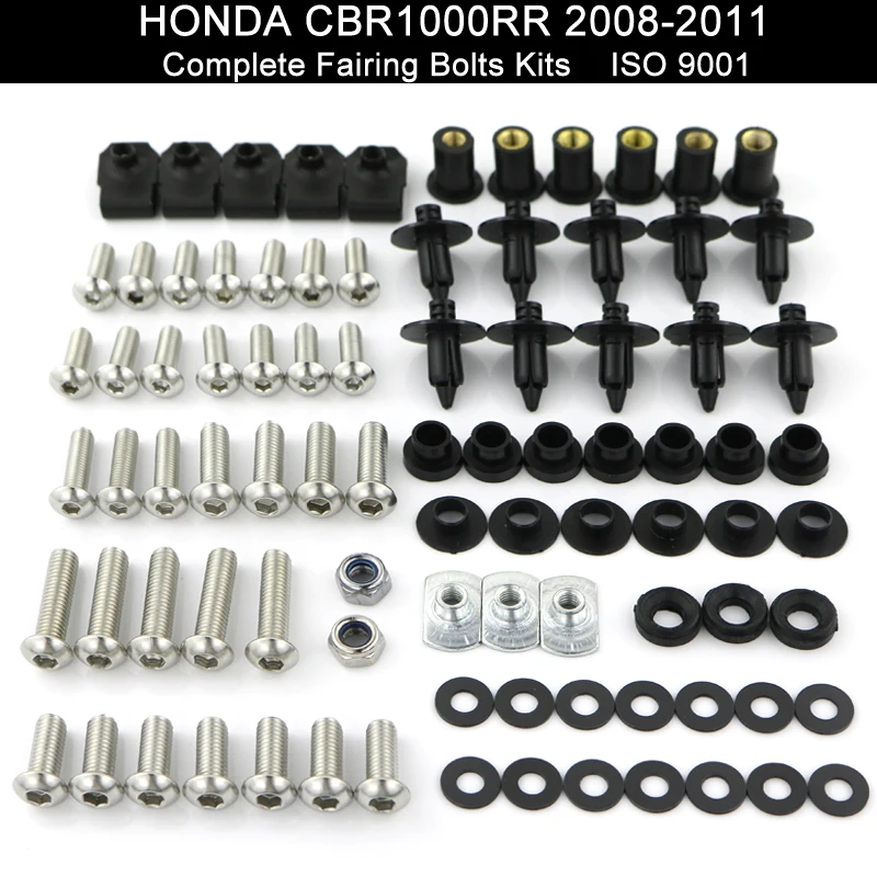 Kit de tornillos de carenado completo para motocicleta, arandelas de velocidad, Clips de sujeción para Honda CBR 1000RR, CBR1000RR, 2008, 2009, 2010, 2011