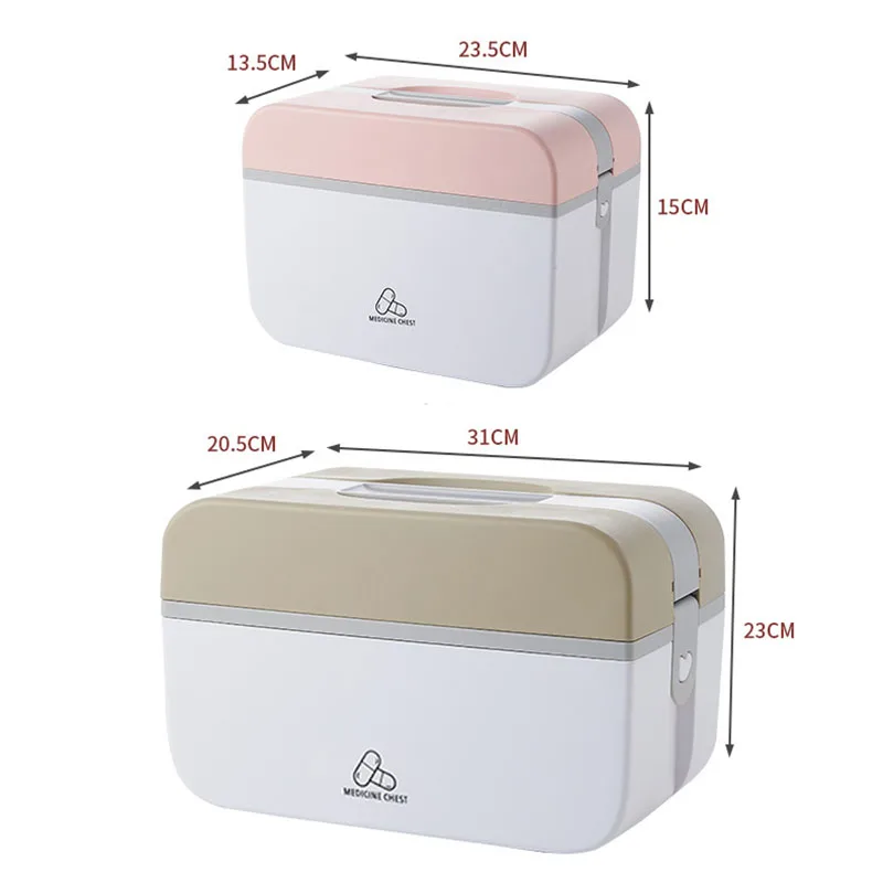 

Large Capacity Medicine Box Double-layer Portable First Aid Kit Emergency Pill Case Organizer Car Medicines Finishing Container