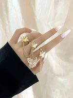 stillgirl 3pcs kpop gold chain butterfly rings for women punk stranger things geometric animal set female y2k fashion jewelry
