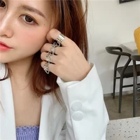 2021 new punk style chain link multiple finger open rings for women party concert ceremony fashion jewelry gift wholesale
