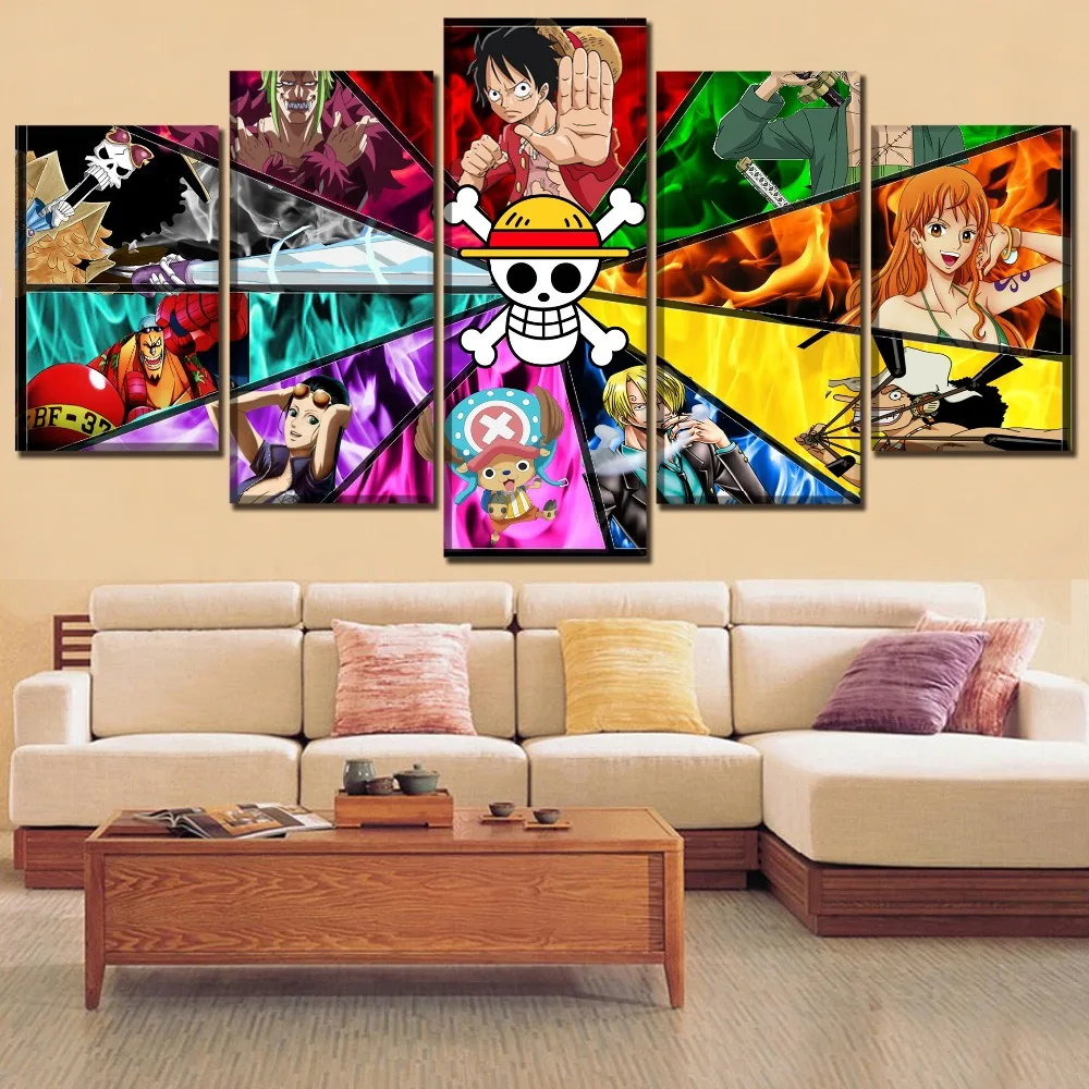 

5 Piece Canvas Wall Art Anime Poster Role Modern Top-Rated Pictures Living Room Decoration Bedroom Frame Cartoon