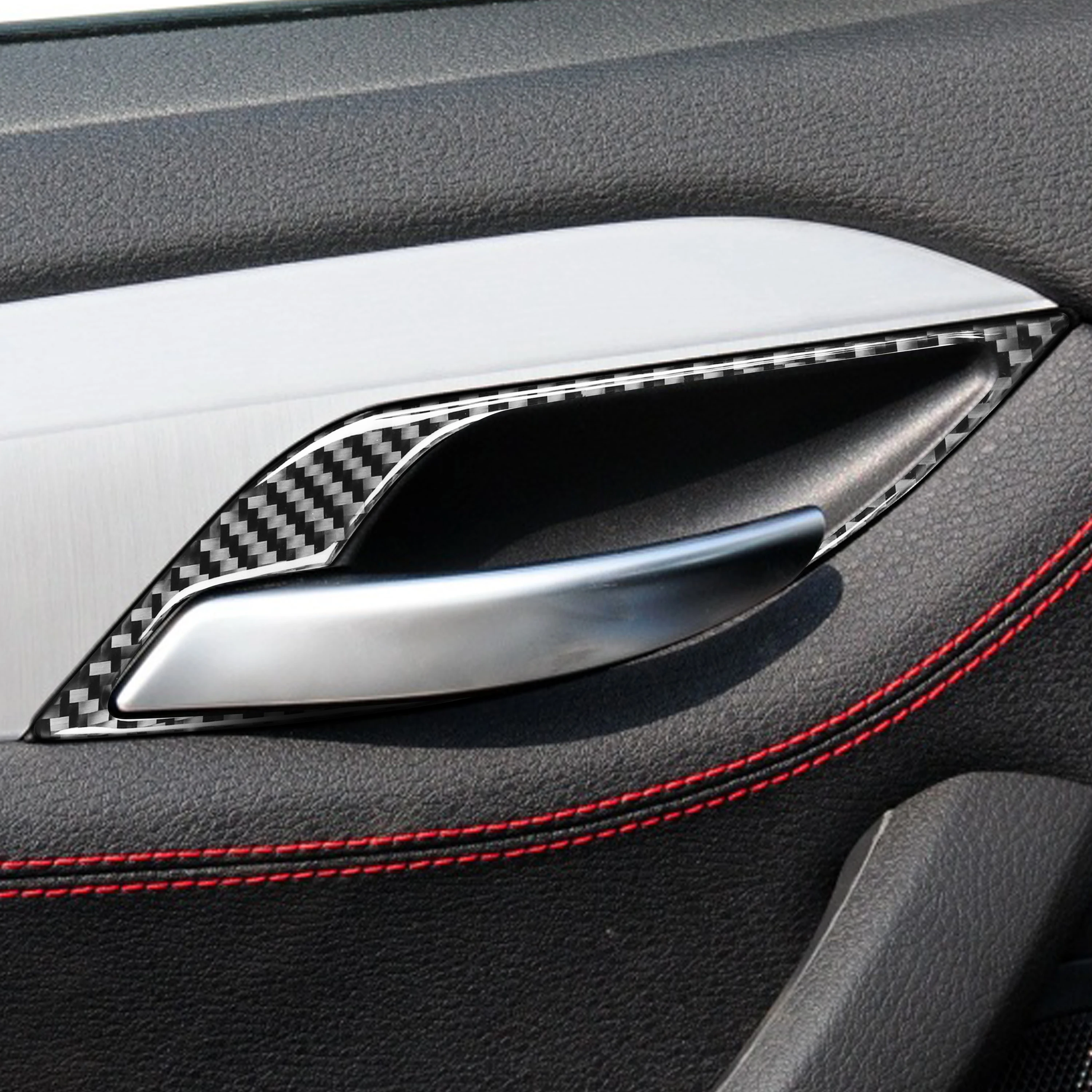 For BMW E84 X1 2011 2012 2013 2014 2015 Carbon Fiber Stickers Door Handle Frame Trim Interiors Car Accessories