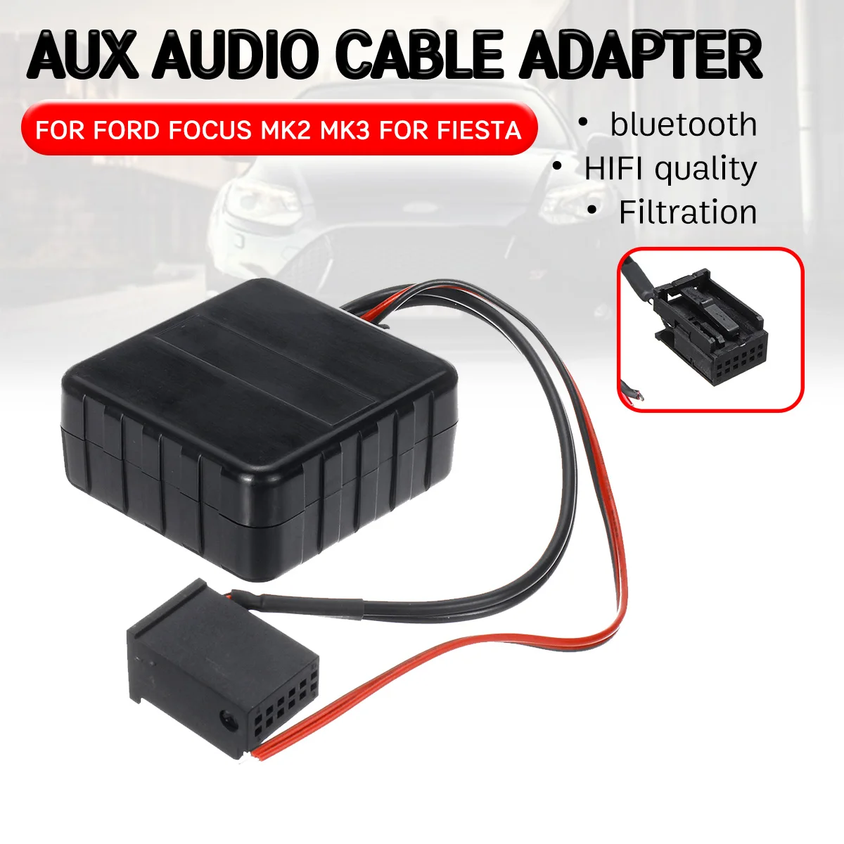 

Bluetooth Aux-приемник для Ford, для Focus Mk2, MK3, для Fiesta, C-Max, Кабель-адаптер, Hi-Fi качество, для аудиомодуля Aux