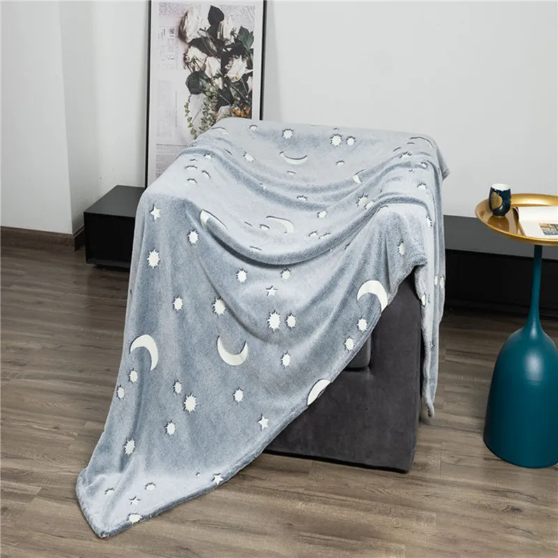 Светящиеся теплые фланелевые одеяла ночное ФЛУОРЕСЦЕНТНОЕ покрывало с