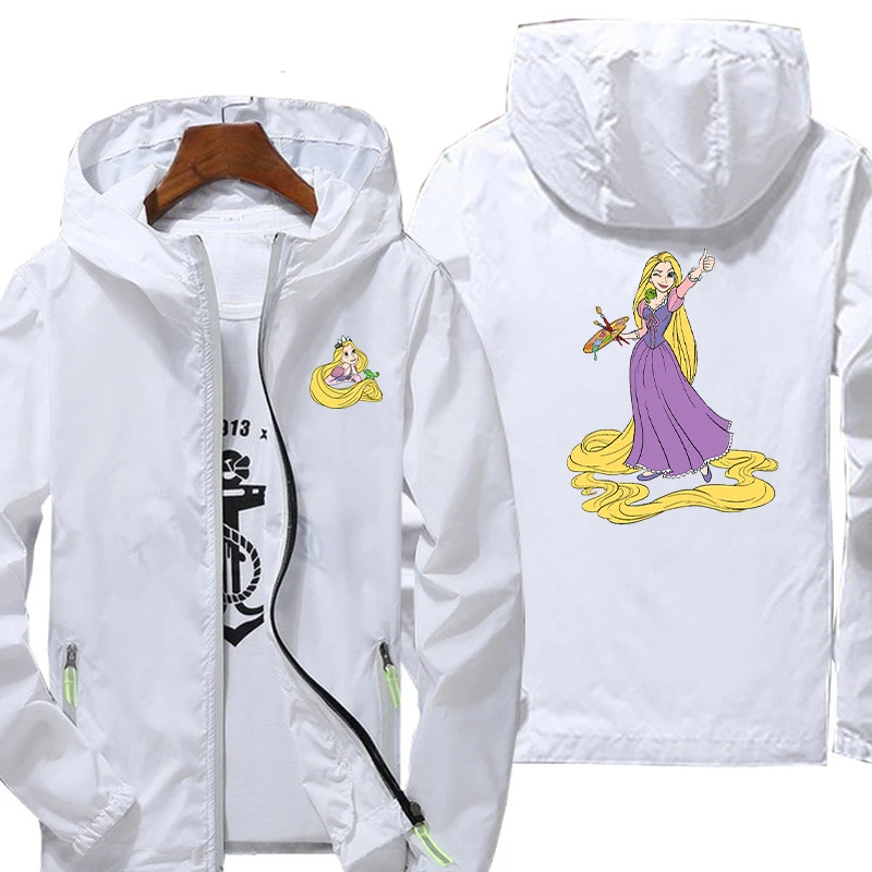 

Disney Tangled Street Sun Protection Jacket Print Casual Sports Spring Autumn Leisure Zipper Clothes Breathable Coat Outwear 7XL