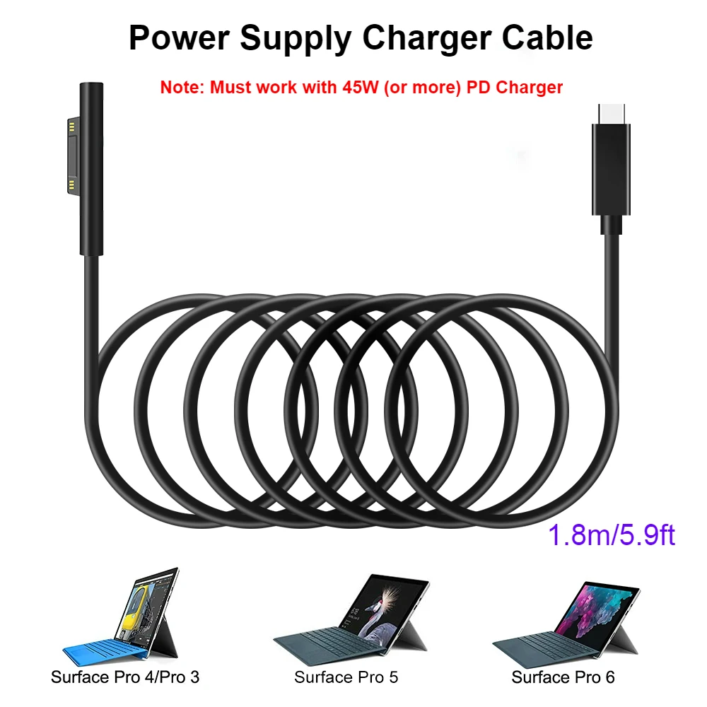 USB Type C 15 в PD зарядный кабель для Microsoft Surface Pro 7/6/5/4/3/GO/BOOK блок питания зарядное