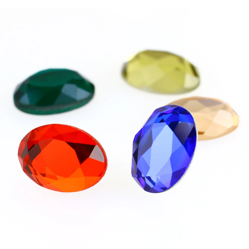 Junjiao Овальный Форма кристаллы для ногтей камни с плоской задней частью Стразы