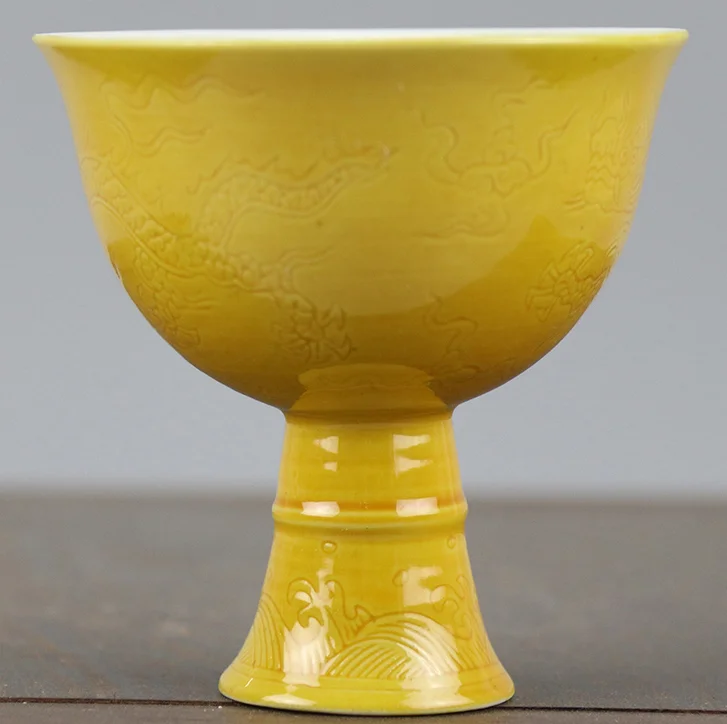 8 см Китайская керамика желтый фарфоровые зодиака Rui дракон высокое средства