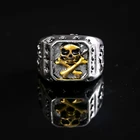 Винтажное мужское кольцо с крестом и пиратским черепом золотого и серебряного цвета с компасом, кольцо в готическом стиле и стиле панк