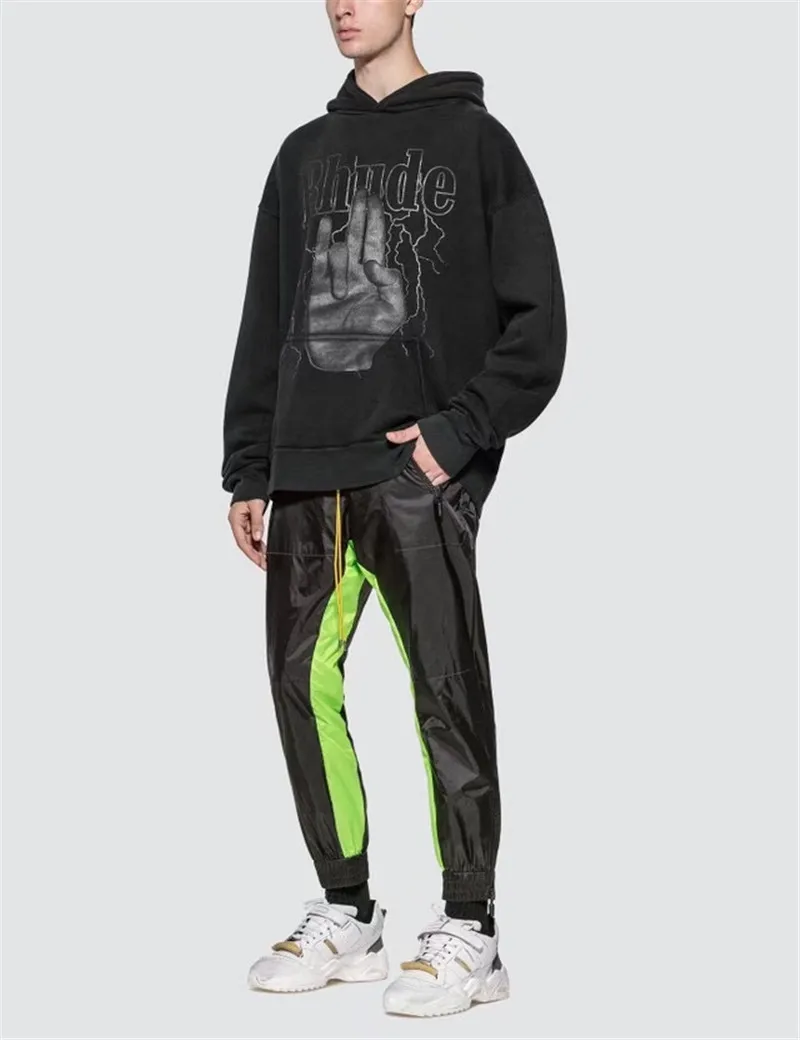 

Oversized Rhude Vintage Hoodie Men Women High Quality Gesture Lightning Digital Pullover Rhude Crewneck Casual Sweatshirt