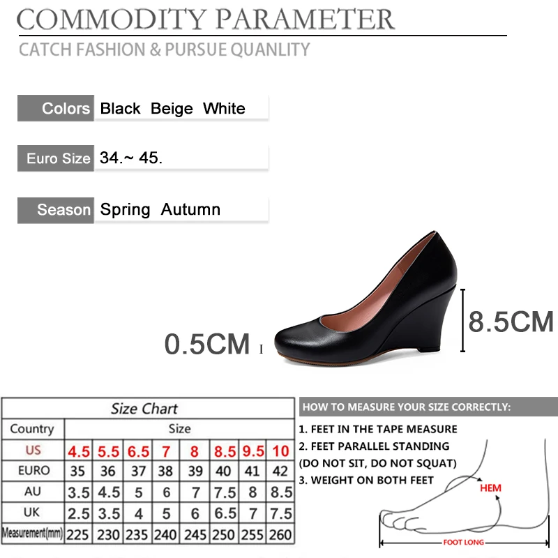 

BYQDY Spring Fashion Patent Leather Wedge Heels Woman Pumps Round Toe Slip-on Ladies Shoes Handmade Dress Shoes Comfortable