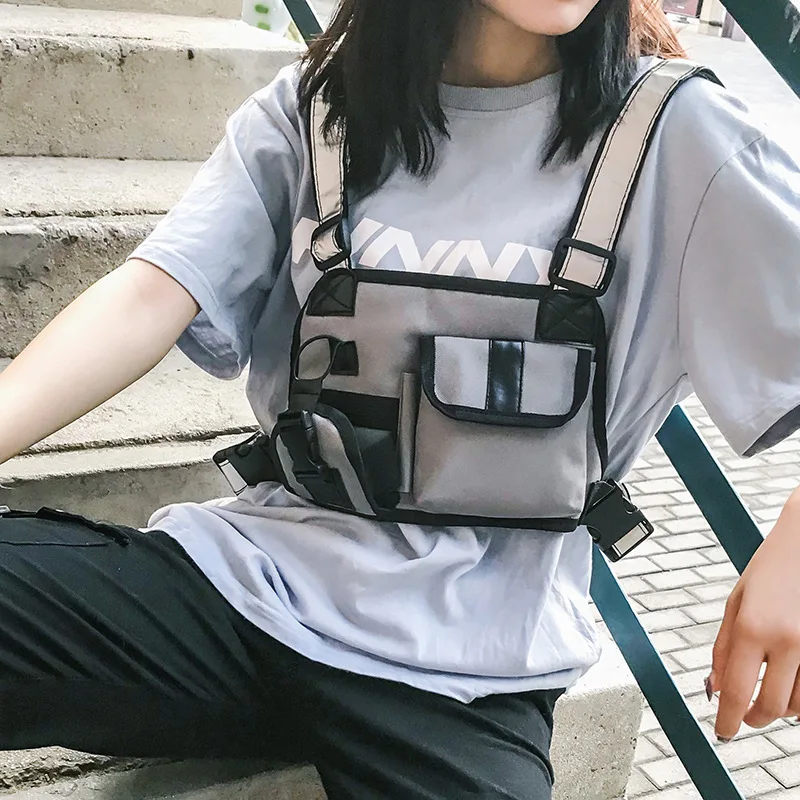 Fashion Chest Pack Two Colors Multi-pocket Tactical Vest Unisex Cool Functional Shoulder Anti Theft Waist Backpack | Спорт и