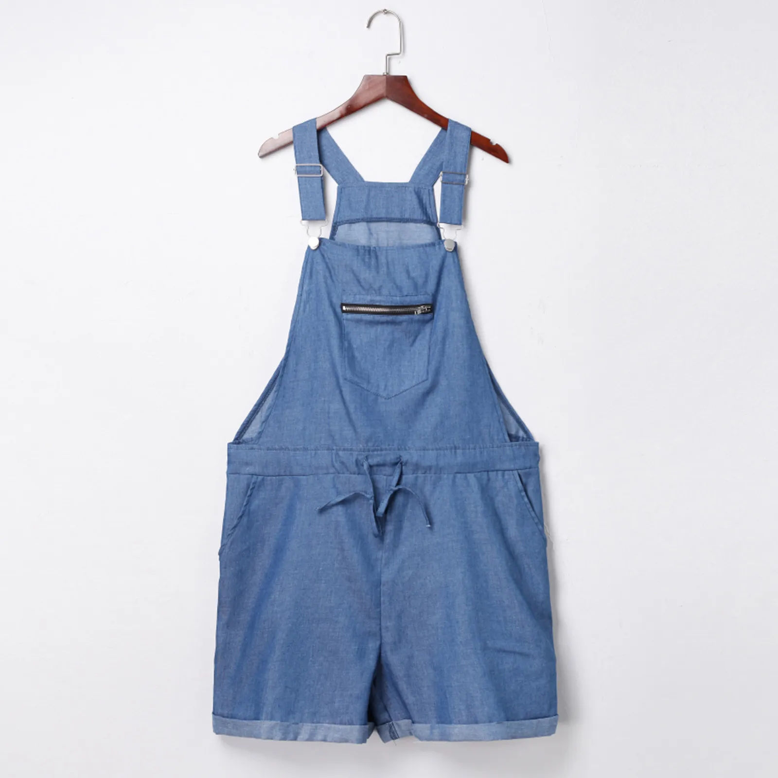 

Solid Casual Pockets Rompers Summer Bandage England Style Playsuits Denim Overalls Women Jumpsuit Club Outfits For Women