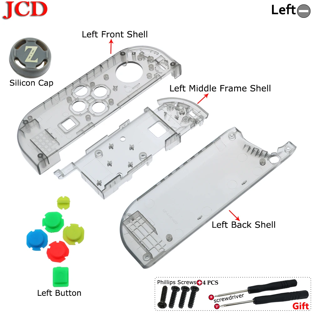 JCD прозрачный цвет DIY для Joy-Con корпус чехол для kingd контроллер NS оболочка игровая консоль для переключателя влево или вправо