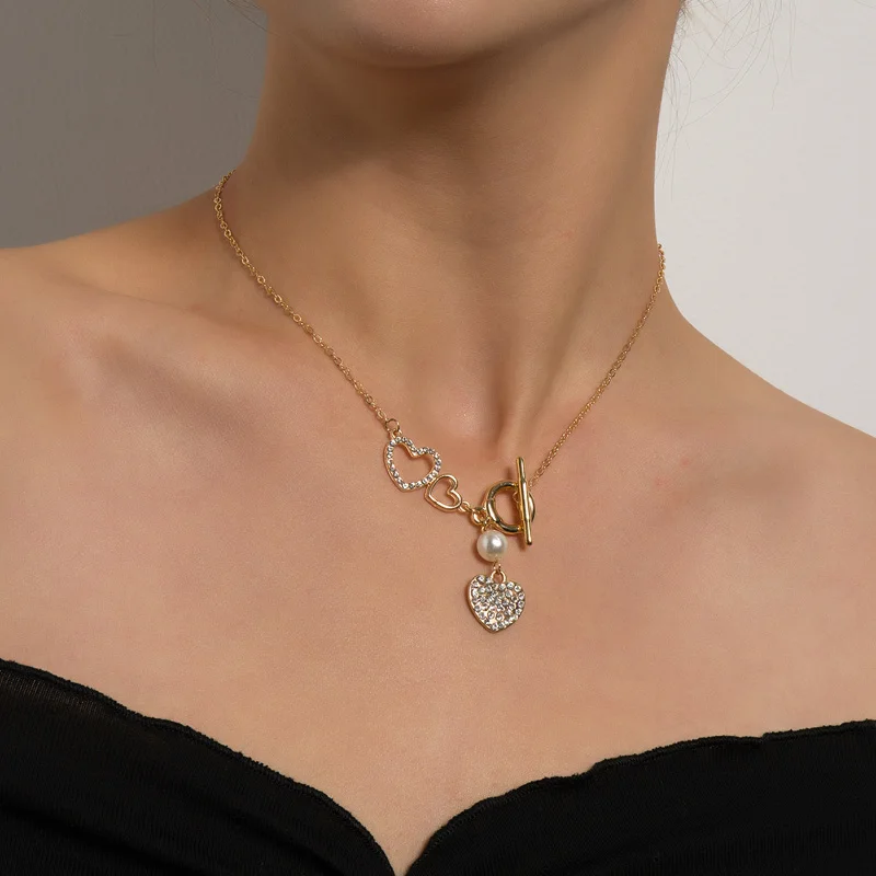 

Fashion Crystal Heart Women Choker Necklace Simple Goth Neck Chain Lock Pedant Necklace Jewelry Gift Neck Charm Collars