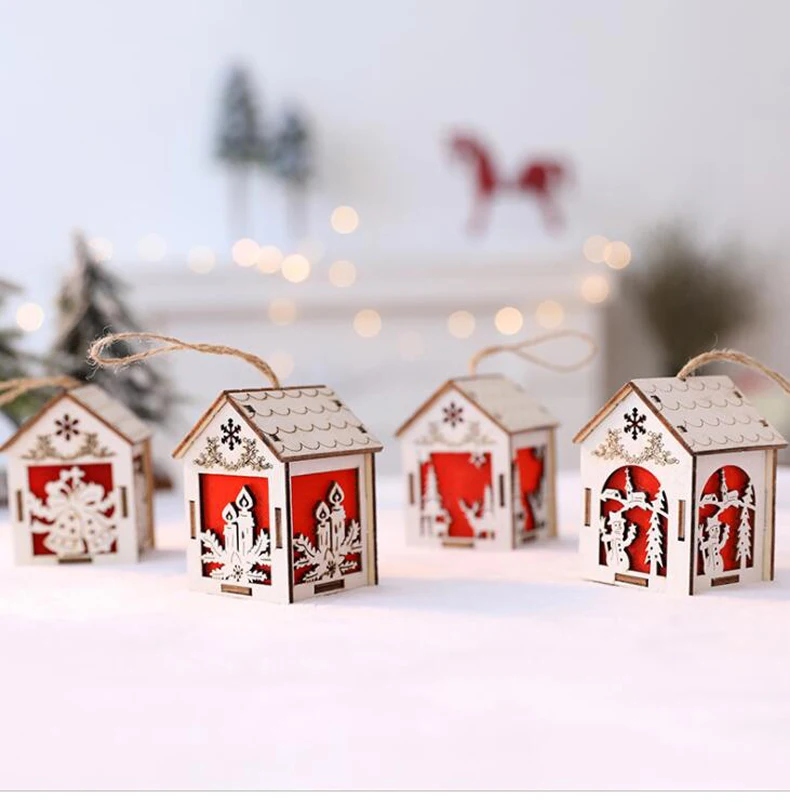 Рождественское украшение Подвеска светильник кабина небольшой деревянный дом