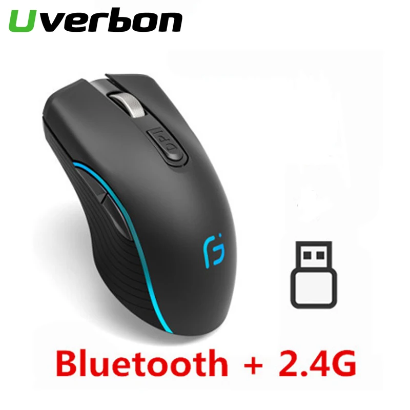 

Беспроводная мышь, Bluetooth 4,0 + 2,4 ГГц, перезаряжаемая мышь, Двухрежимная оптическая игровая мышь Mause 2400DPI, геймерская мышь для ПК, ноутбука