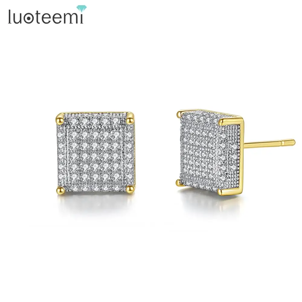 Роскошные квадратные серьги гвоздики LUOTEEMI для элегантных женщин и девушек