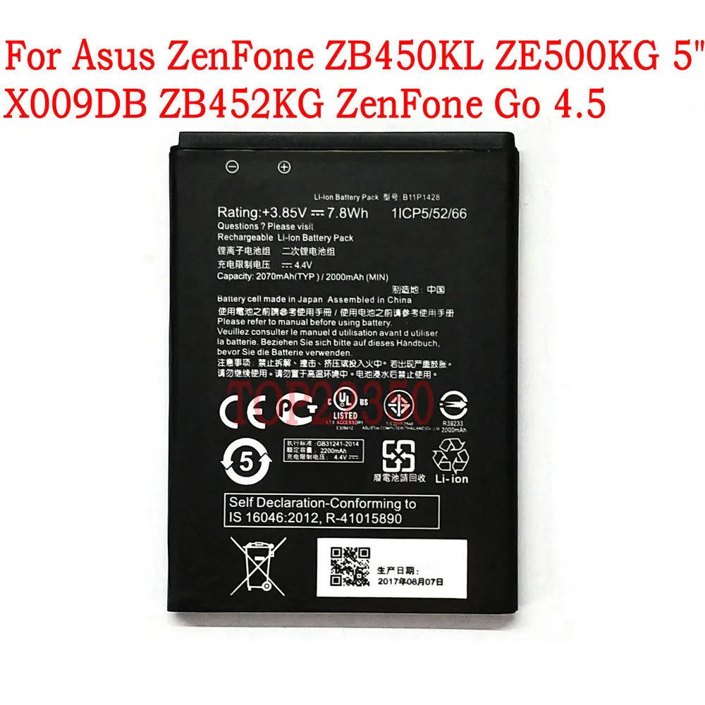 

NEW 2000mAh B11P1428 Battery For Asus ZenFone ZB450KL ZE500KG 5" X009DB ZB452KG ZenFone Go 4.5 Mobile Phone