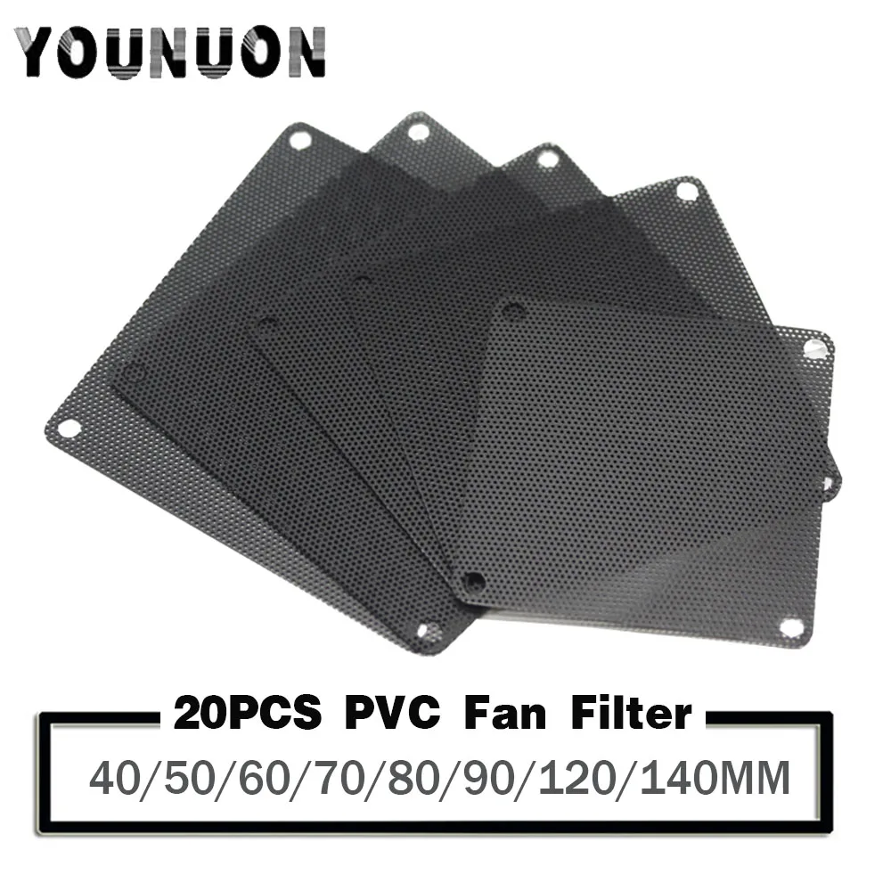 

20Pcs Dust Filter Computer Fan Filter Cooler PVC Black Dustproof Case Cover 40mm 50mm 60mm 70mm 80mm 92mm 120mm 140mm Fan Cover