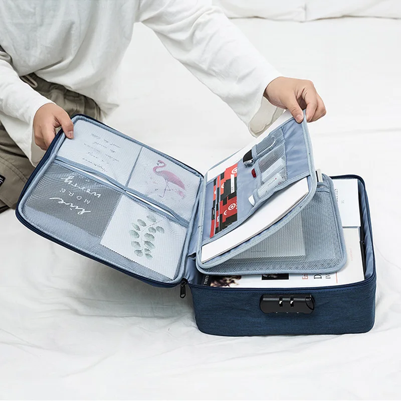 

Multifunctiona Storage Bag Large Capacity Double Layer Storage Bags Certificate Organizer Toilettas Home Organization DF50SN