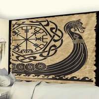 viking mystical symbol home decoration tapestry psychedelic scene tapestry bohemian upholstered sofa carpet witchcraft yoga mat