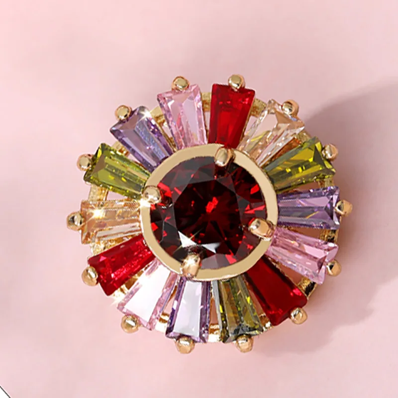 

Enamel Pin Rhinestone Crystal Zircon Flower Brooches for Women Men Wedding Bridal Party Round Bouquet Brooch Pin Clear