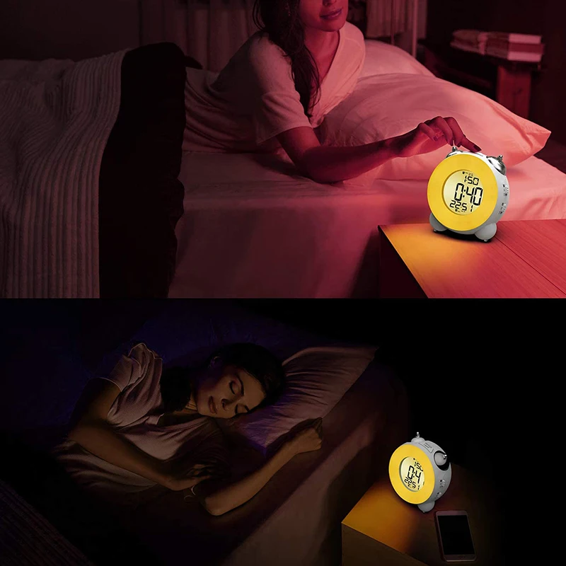 AF88 Громкий будильник не тикающий прикроватный на батарейках с функцией повтора