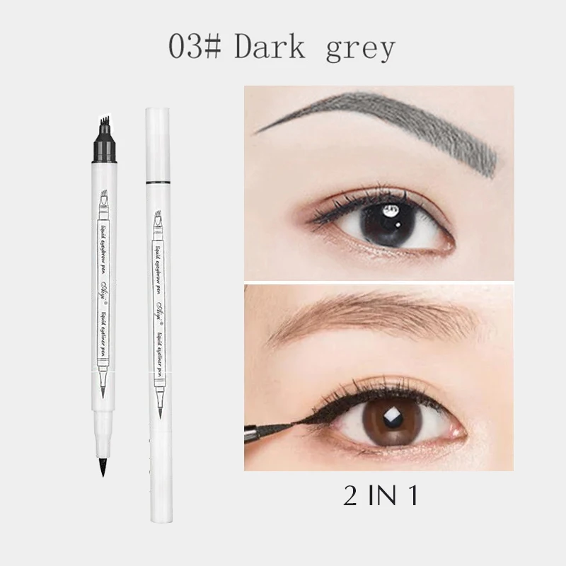 dark grey 4 цвета, карандаш для бровей, Водонепроницаемый мануального татуажа бровей, карандаш для бровей, коричневый татуировки Ручка Вилка наконечник жидкость для бровей, стойкая краска для усиления цвета краситель оттенок ручка - Цвет: dark grey
