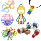 Развивающий шар для новорожденных 0-12 месяцев, безопасные мягкие игрушки для прорезывания зубов, пластиковая ручная погремушка для раннего развития