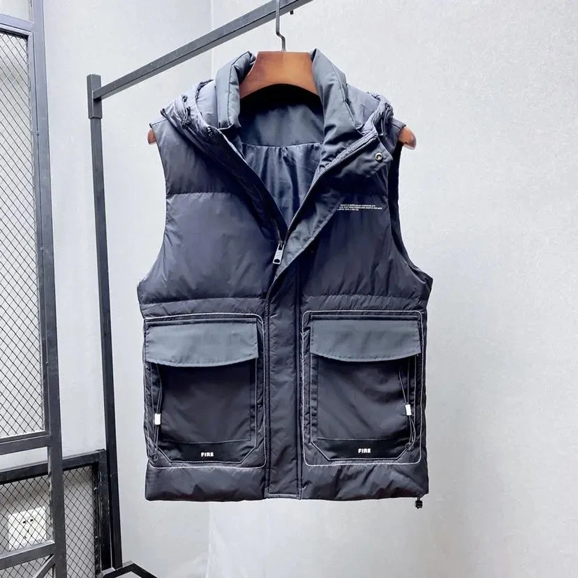 New Arrivals Mens Winter Vest  Fashion brand Hot-selling Down Vest Men Casual Waistcoat Sleeveless Jackets Men Hooded Vest
