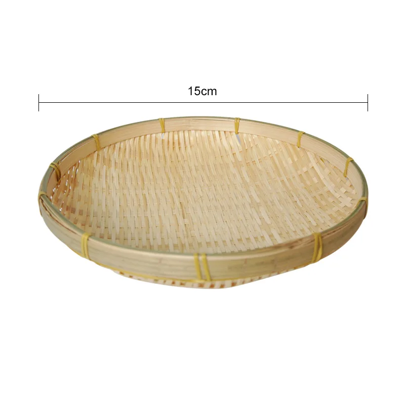 Diameter 15 Ручные бамбуковые сито экологически чистые бамбуковые плетеные плиты для хранения круглое блюдо для закусок Фруктовая корзина для еды украшения дома аксессуары - Цвет: Diameter 15