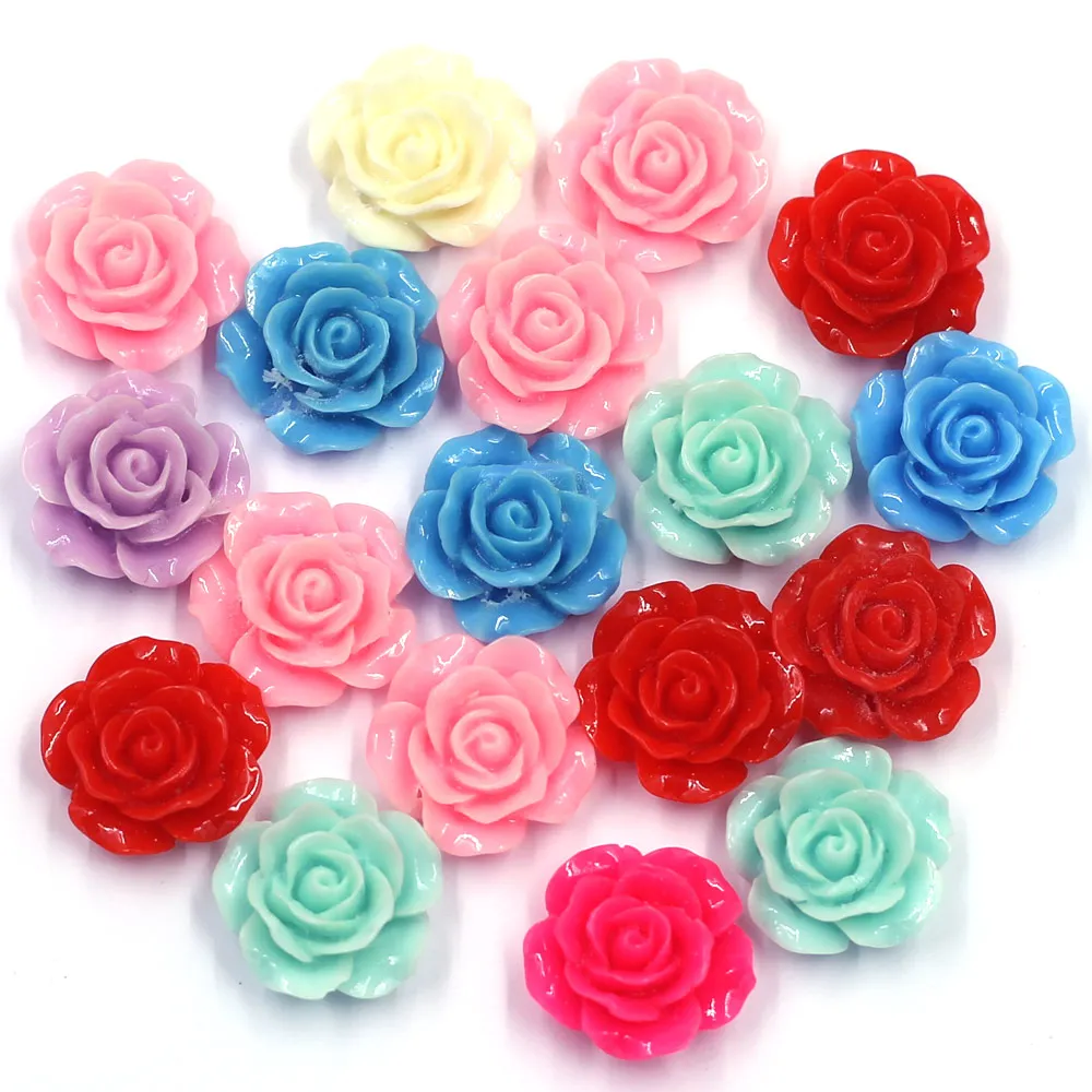 

25Pcs Spacer Beads Bracelets Rings Earrings Cameos Dome Seals Flower Rose Shape Resin Candy Mixed Jewelry DIY Findings 16x7mm