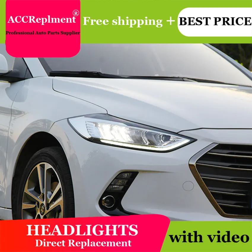 

Car Styling For Hyundai Elantra led headlights 2017-2018 Led head lamp ALL LED fog lights Daytime Running Lights
