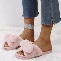 cootelili women home slippers with faux fur flat shoes winter shoes keep warm shoes for woman flats bow basic slipper 36 41
