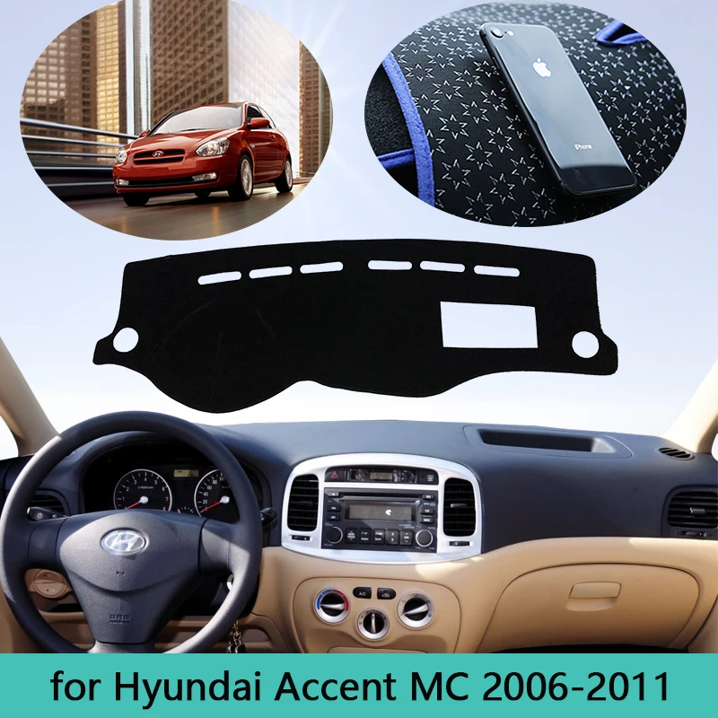 

Car Dashboard Anti-dirty Avoid light Cover Dash Mat For Hyundai Accent Verna 2006~2011 MC Auto Non-slip Sun Shade Pad Carpet