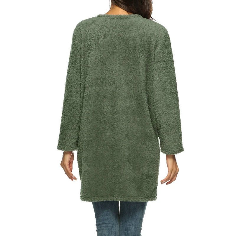 

Long Sleeve Solid Winter Jacket Women Fur Coat Casual Single Breasted Pockets Coats Female Jackets Plus Size S-2Xl Femme