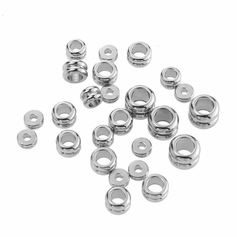 

Stainless Steel Spacer Beads Large Hole Slider 8mm 5mm Charms Leather Bracelet Jewelry Making DIY Supplies Accessories Findings
