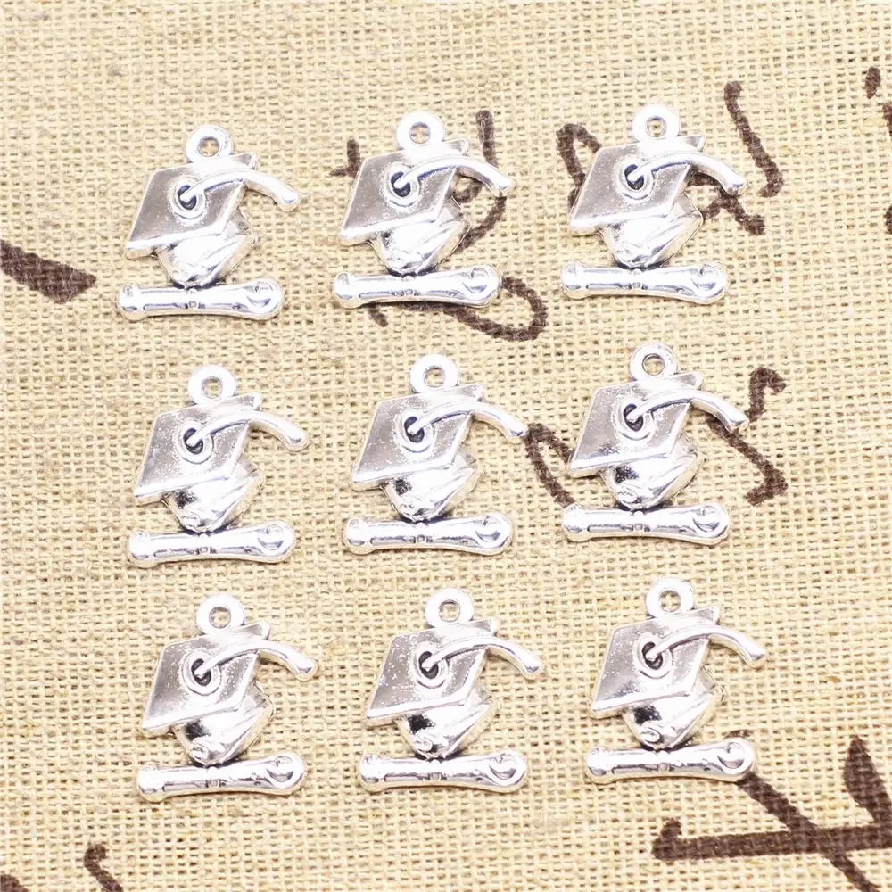 

Designer Charms DIY 10pcs 17x16mm Antique Silver Color Bachelor Cap Charms