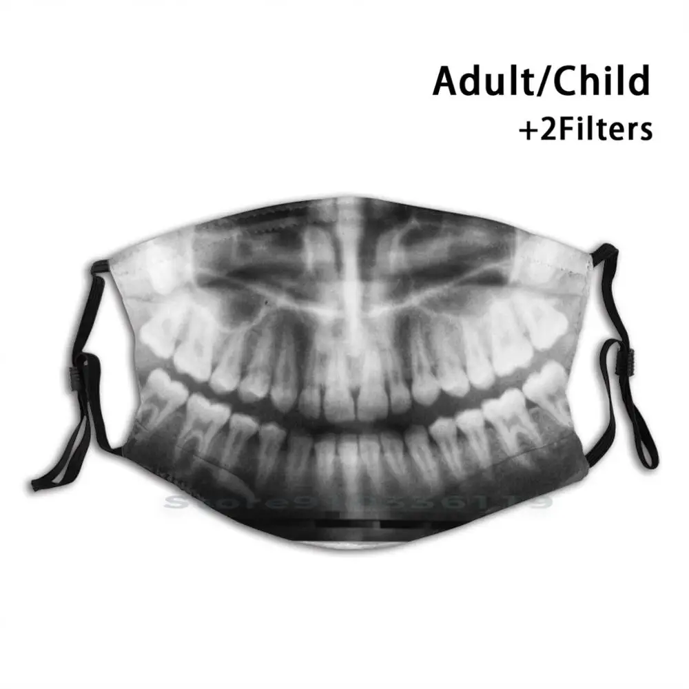 

X - Ray Teeth Mouth Design Anti Dust Filter Washable Face Mask Kids X Ray Teeth Tooth Skull Bone Face Smile